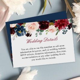 Informationen zu Hochzeiten in Burgundy Red Navy B Begleitkarte
