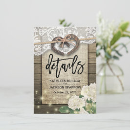 Informationen zu Hochzeiten in Horseshoe Heart Cou Begleitkarte