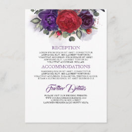 Informationen zu Hochzeiten in Pflaumen und Burgun Begleitkarte