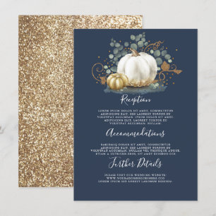 Informationen zu Hochzeiten von Gold und White Pum Begleitkarte