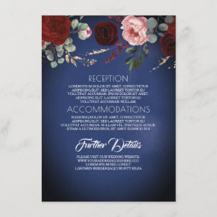 Informationen zu Hochzeiten von Navy Blue Gold und Begleitkarte