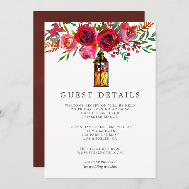 Informationen zu Hochzeiten von Wasserfarben Einladung (Vorne/Hinten)