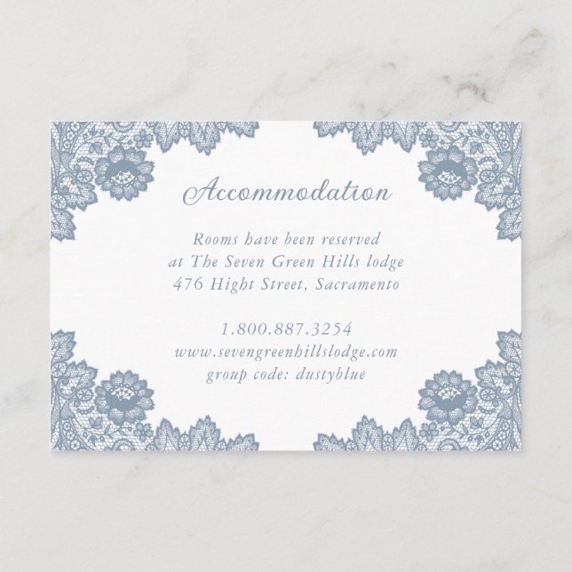 Informationen zu Hochzeitssendungen mit blauem Blu Begleitkarte (Rückseite)