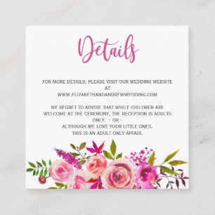 Informationen zu Rosa Botanischen Blumenhochzeiten Begleitkarte