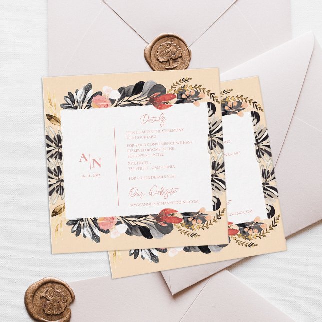 Informationen zu rustikalen Hochzeiten in Wasserfa Begleitkarte (Rustic Watercolor Floral Wedding Details Info Enclosure Card)
