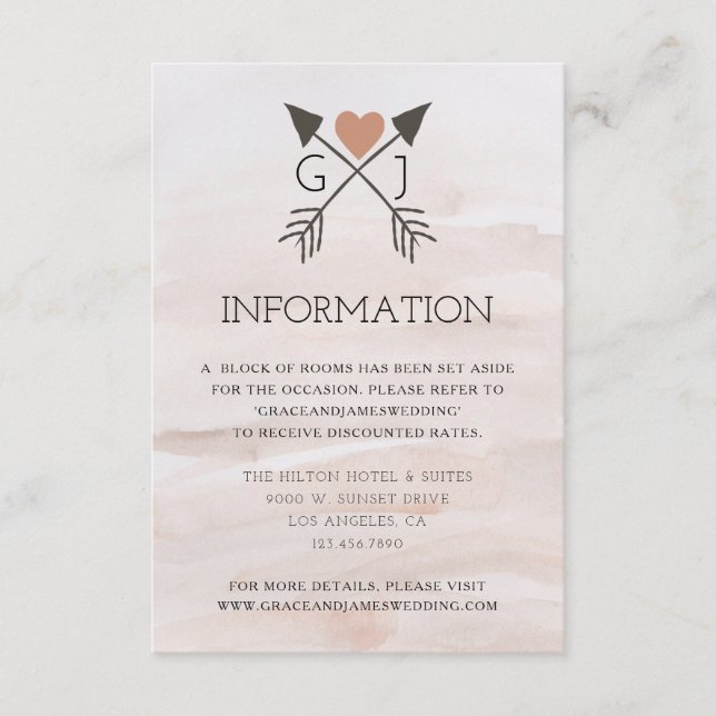 Informationen zu rustikalen romantischen Arrow- un Begleitkarte (Vorderseite)