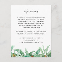 Informationen zu tropischen Foliage Floral Wedding Begleitkarte