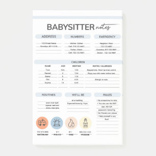 Informationen zum Babysitter Post-it Klebezettel