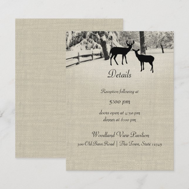 Informationen zum Empfang Winterhirsche Einladung (Vorne/Hinten)