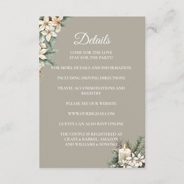 Informationen zur Blumenkarte zum Thema Winter Begleitkarte (Vorderseite)