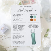 Informationen zur Bridesmaid Info Card Aquamarin,