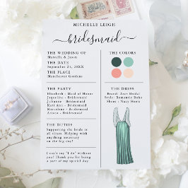 Informationen zur Bridesmaid Info Card Aquamarin, Einladung