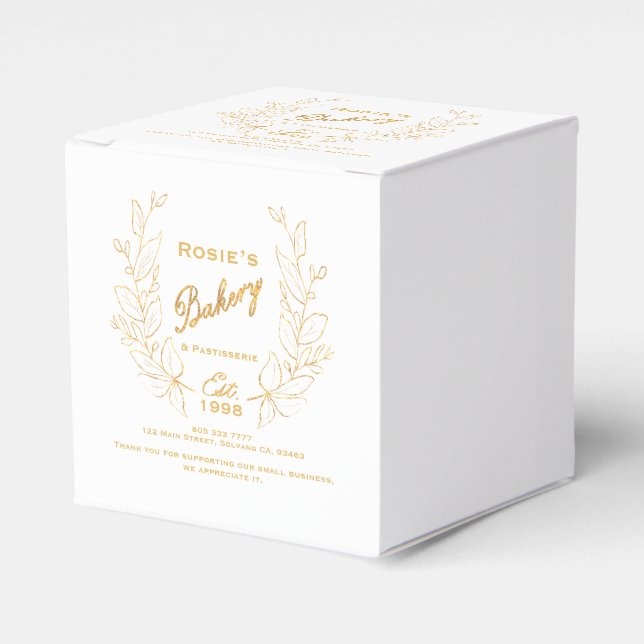 Informationen zur Chic Gold Wreath Bakery Company Geschenkschachtel (Vorderseite)