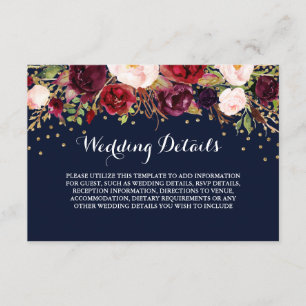 Informationen zur Hochzeitsempfehlung der floralen Begleitkarte