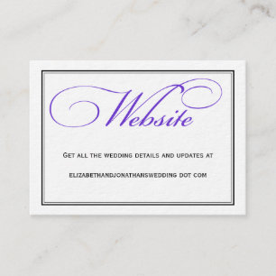 Informationen zur lila kalligraphischen Hochzeitss Begleitkarte