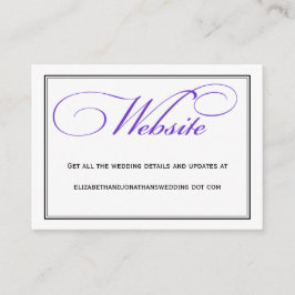 Informationen zur lila kalligraphischen Hochzeitss Begleitkarte