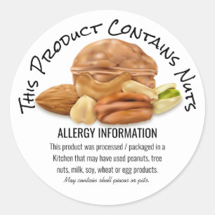 Informationen zur Warnung vor Erdnuss-Allergie Runder Aufkleber