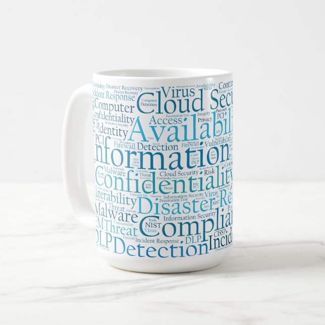 Informations-Sicherheits-Wort-Wolken-Tasse Kaffeetasse (Vorderseite Links)