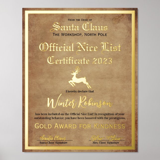 Informationsblatt des Weihnachtsmanns für die Offi Foliendrucke (Vorderseite)