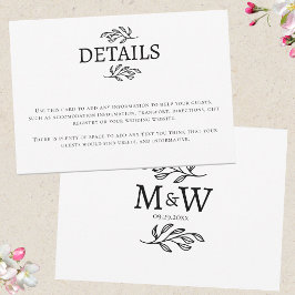 Informationskarte für das Hochzeitscouple-Monogram RSVP Karte