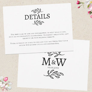 Informationskarte für das Hochzeitscouple-Monogram RSVP Karte