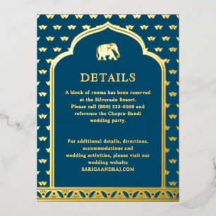 Informationskarte für Elephant & Lotus Wedding Folien Feiertagspostkarte