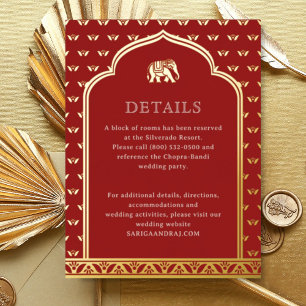 Informationskarte für Elephant & Lotus Wedding Folien Feiertagspostkarte