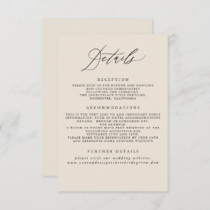 Informationskarte für Elfenbeinhochzeiten Begleitkarte