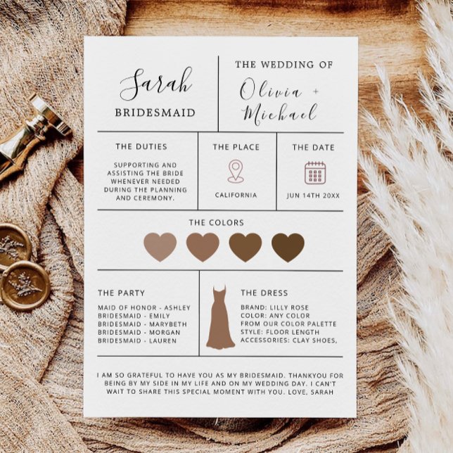 Informationskarte für moderne Bridesmaid-Vorschläg Einladung (Modern Bridesmaid Proposal Info Card, Invitation)