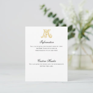 Informationskarte KM Monogramm oder MK Monogramm Einladung
