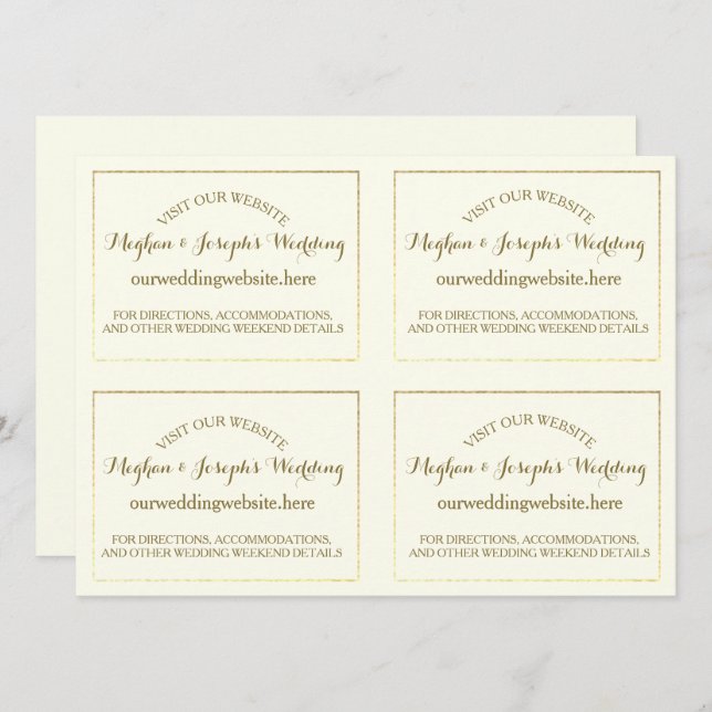 Informationskarten für Hochzeiten von Elfenbein un Einladung (Vorne/Hinten)