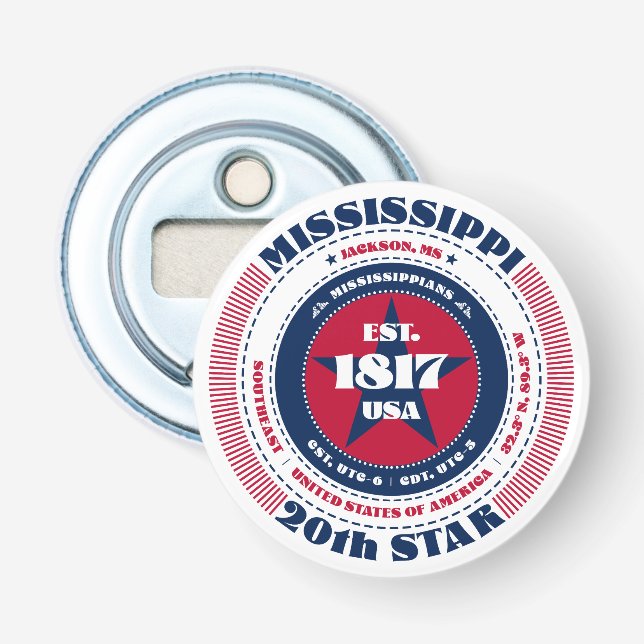 Informationskreis für Mississippi-Staat Flaschenöffner (Vorderseite)