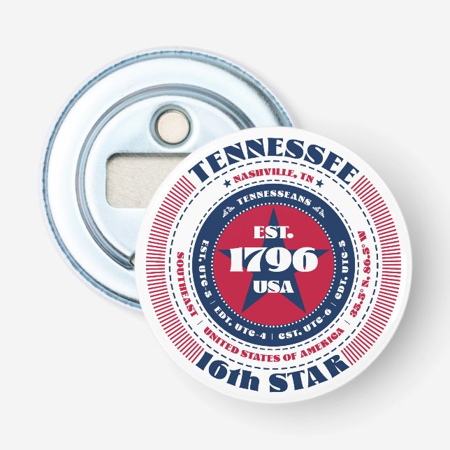 Informationskreis Tennessee Staat Flaschenöffner (Vorderseite)