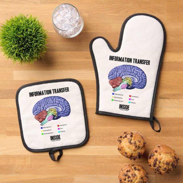 Informationsübertragung im Gehirnanatomie-Spaß Ofenhandschuh & Topflappen-Set (Oben Unten)