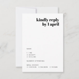 Informelles Minimalistisch   Moderne Retro-Lässige RSVP Karte