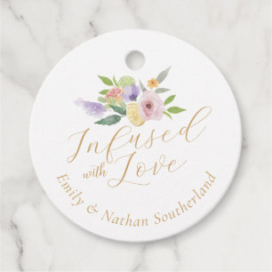 Infusion mit Liebe Citrus & Floral Wedding Monogra Geschenkanhänger