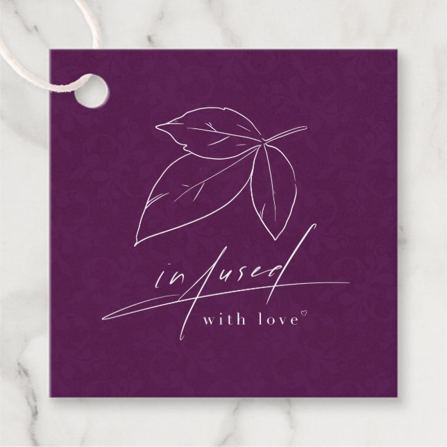 Infusion mit Liebe Lila Kalligraphie Linie Art Lea Geschenkanhänger (Vorderseite)