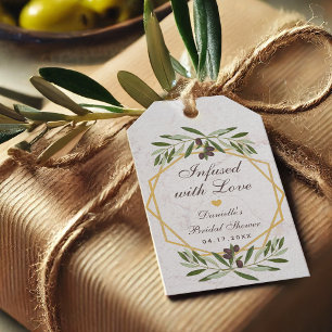 Infusion mit Liebe Olivenöl Brautparty Gefallen Geschenkanhänger