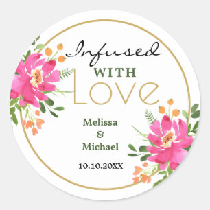 Infusion mit Liebe Rosa Blumenzehen Runder Aufkleber