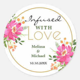 Infusion mit Liebe Rosa Blumenzehen Runder Aufkleber