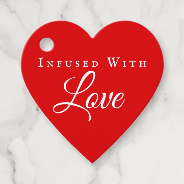 Infusion mit Liebe Rotes Herz Hochzeit Geschenkanhänger (Vorderseite)