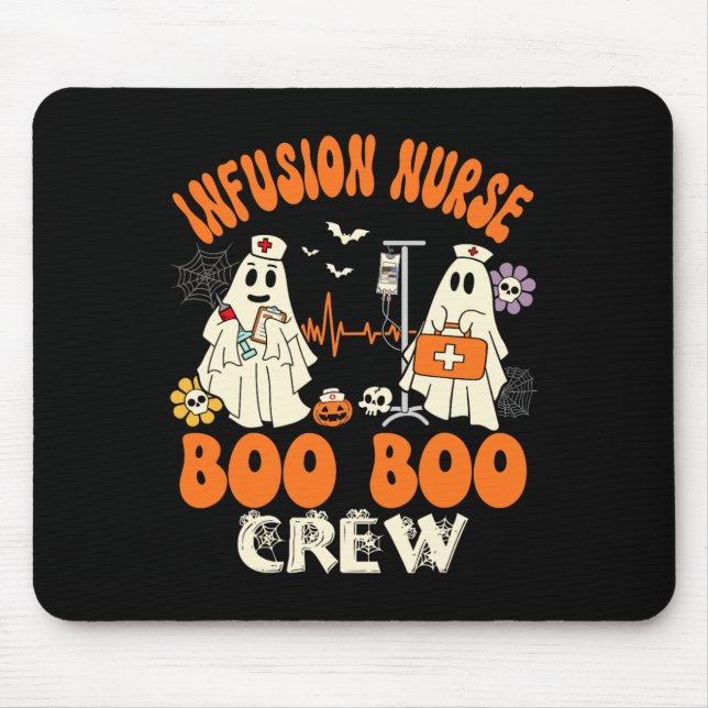Infusion Nurse Boo Crew Halloween Nurse Ghost Kost Mousepad (Vorne)