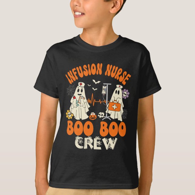 Infusion Nurse Boo Crew Halloween Nurse Ghost Kost T-Shirt (Vorderseite)