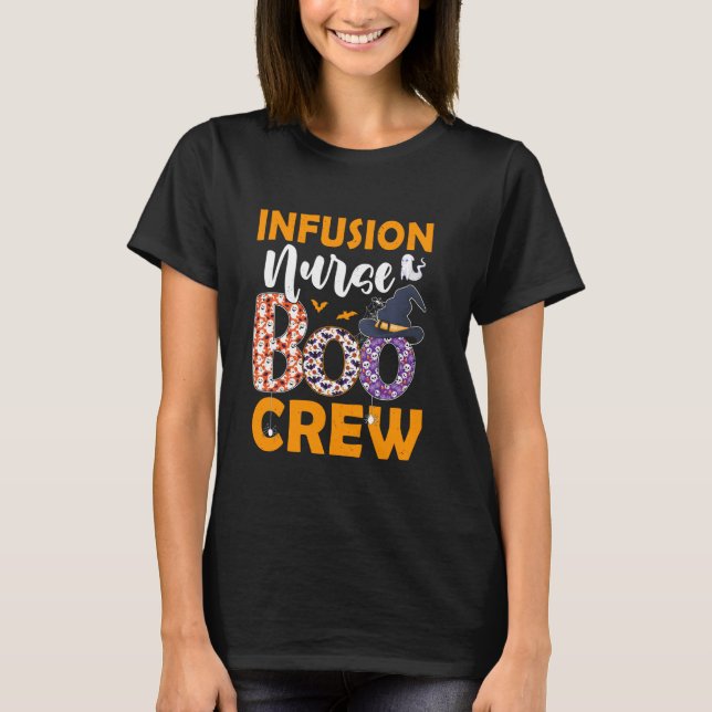 Infusion Nurse Boo Crew Spooky Boo Ghost Halloween T-Shirt (Vorderseite)