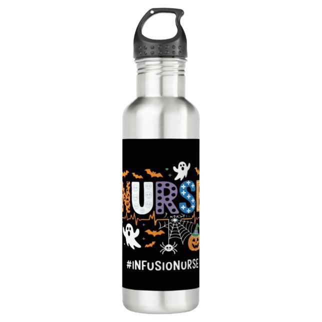 Infusion Nurse Nursing Stethoscope Halloween Essen Edelstahlflasche (Vorderseite)