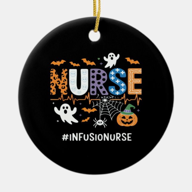Infusion Nurse Nursing Stethoscope Halloween Essen Keramik Ornament (Vorne)