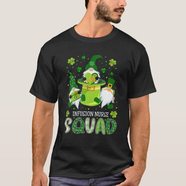 Infusion Nurse Squad Pflege St Patrick Day Gnomes T-Shirt (Vorderseite)