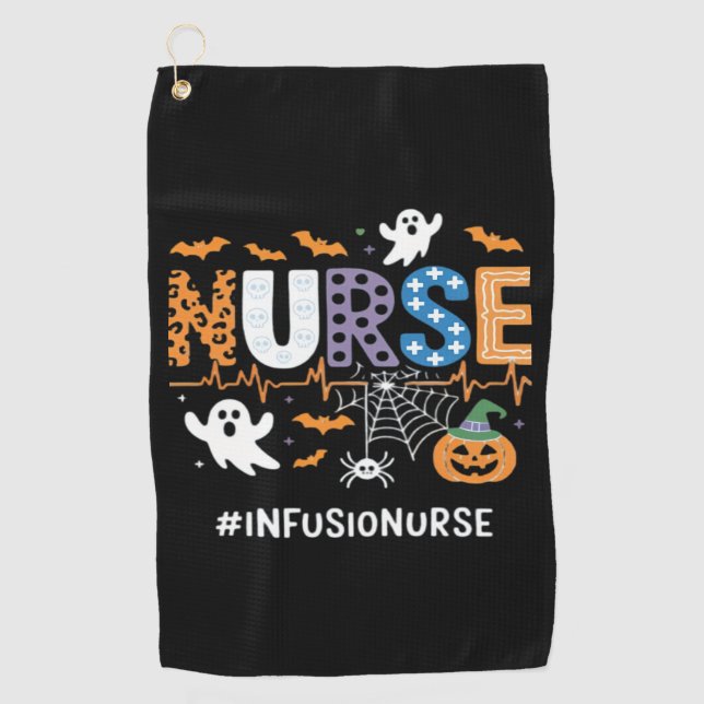 Infusion Nursing Stethoscope Halloween Essen Golfhandtuch (Vorderseite)