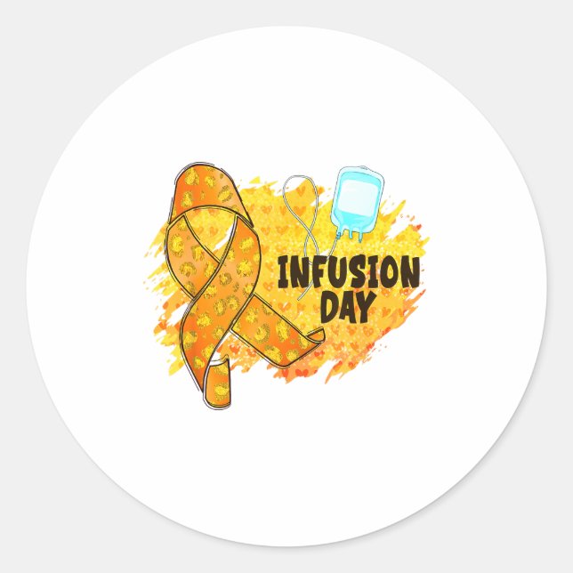 Infusionstag Multiple Sklerose-Bewusstsein Orange  Runder Aufkleber (Vorderseite)