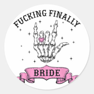Ing Schließlich Bride Skeleton Ring Finger Bachelo Runder Aufkleber